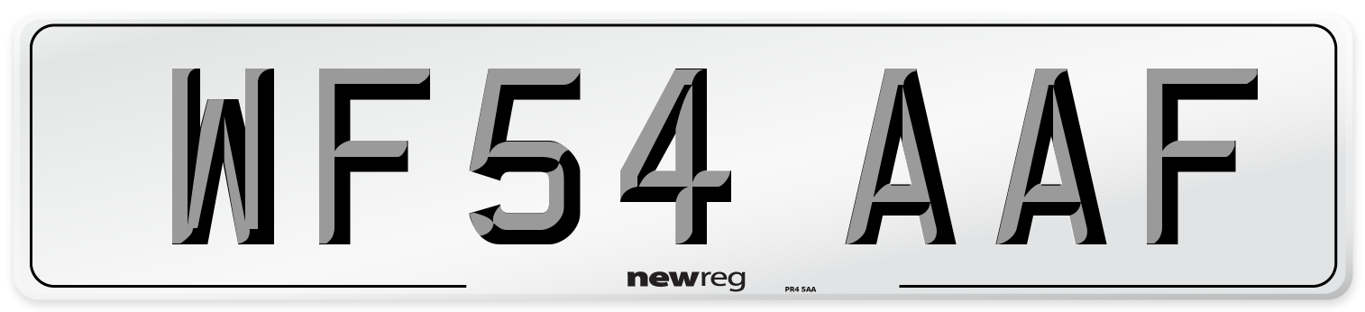 WF54 AAF Number Plate from New Reg